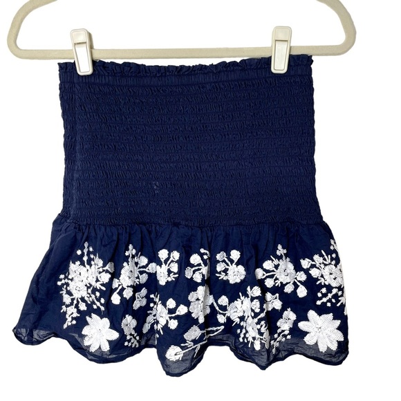 J. Crew Point Sur Navy Blue White Embroidered Stretch Skirt in Size Extra Small - Picture 4 of 7